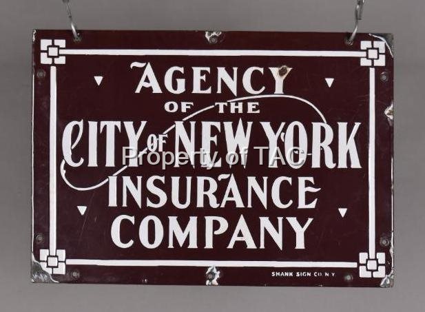 Agency of the City of New York Insurance Company Porcelain Sign