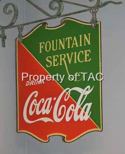 Drink Coca-Cola Fountain Service Check Mark Porcelain Sign