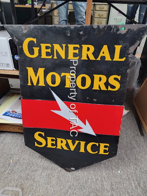 General Motors Service w/Arrow Porcelain Sign