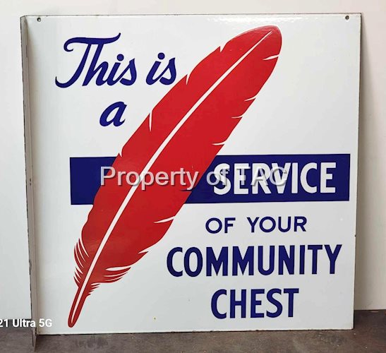 This is "Red Feather" Service Porcelain Flange Sign
