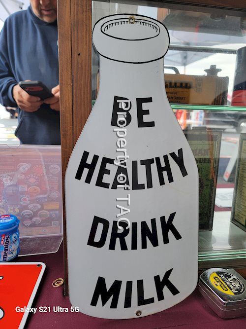 Be Healthy Drink Milk Porcelain Bottle Shaped Sign
