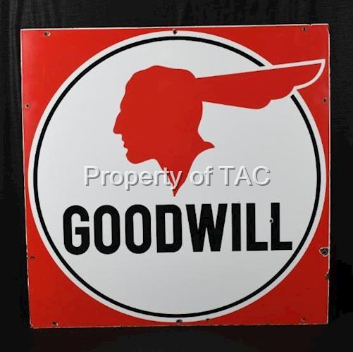 (Pontiac) Goodwill w/Full Feather Logo Porcelain Sign