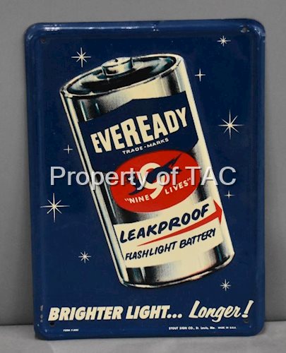 Eveready Leakproof Flashlight Battery Metal Sign