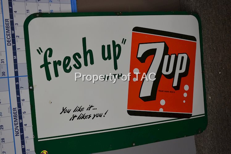 fresh up" with 7up Porcelain Sign"