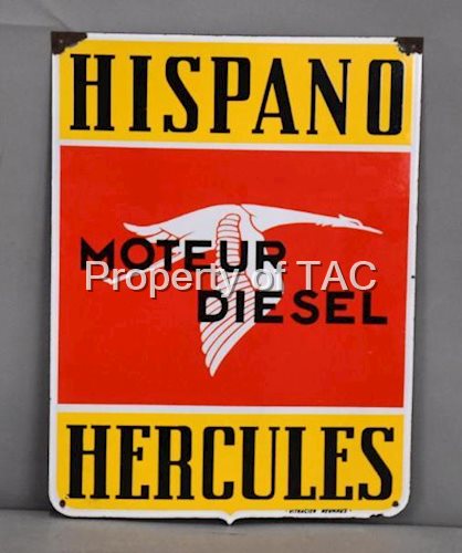 Hispano Moteur Diesel Hercules w/Logo Porcelain Sign