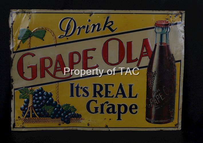 Drink Grape Ola w/Bottle Metal Sign