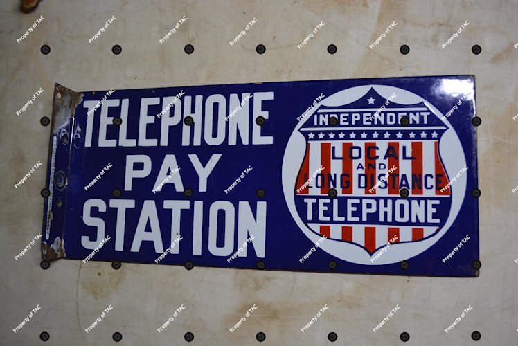 Independent Telephone Pay Station Porcelain Sign