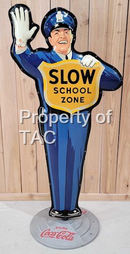 Original Coca-Cola Policeman Metal Curb Sign