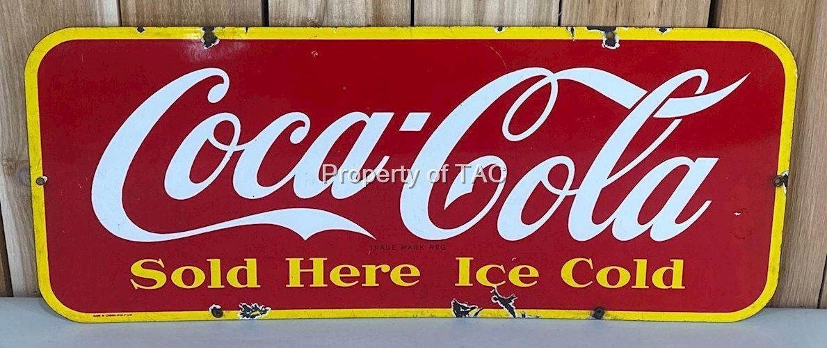 Coca-Cold Sold Here Ice Cold Porcelain Sign