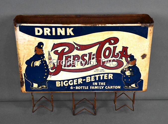 "Hard to Find" Drink Pepsi-Cola w/Two Cops Metal Country Store Bag Holder