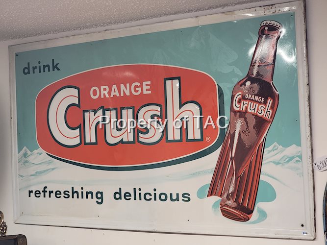 Drink Orange Crush w/Bottle Metal Sign