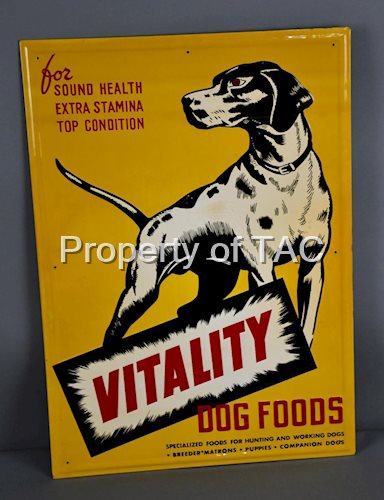 Vitality Dog Foods w/Image Metal Sign