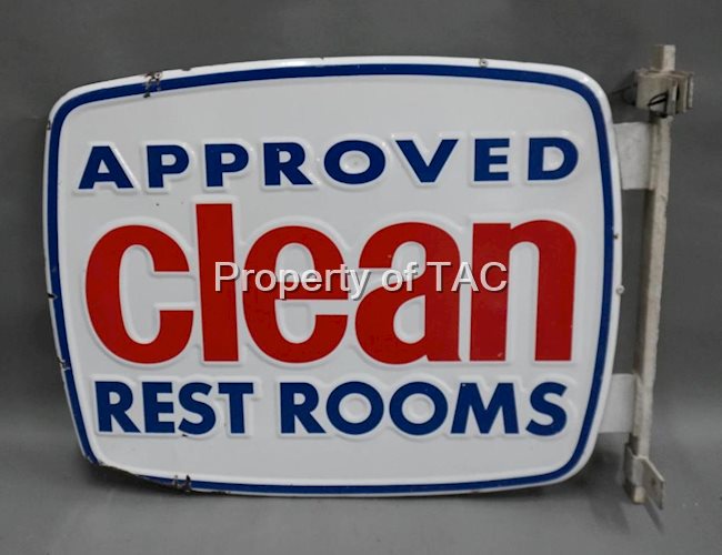 Approved Clean Rest Rooms Porcelain Sign