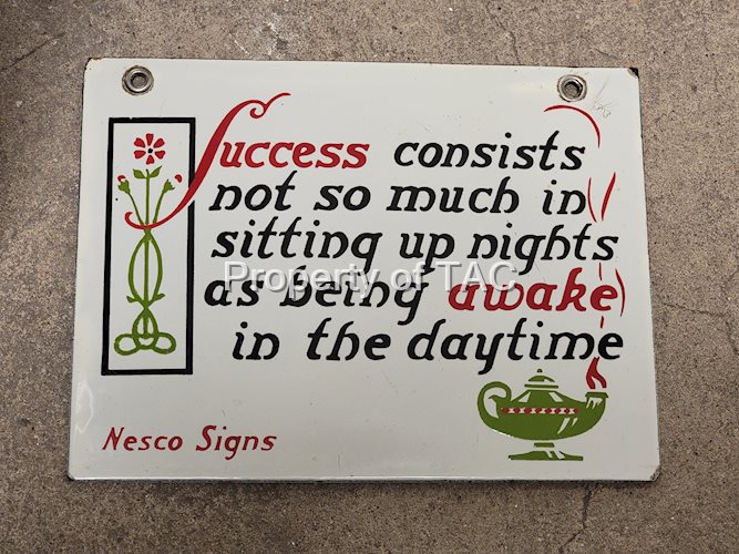 Success Nesco Signs Porcelain Salesman Sample