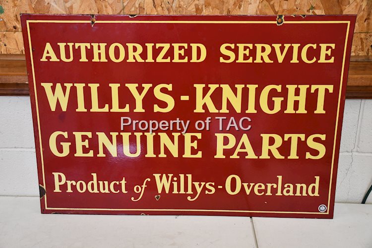 Willys-Knight Genuine Parts Authorized Service Porcelain Sign