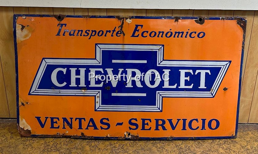 Chevrolet in Bowtie Ventas-Servicio Porcelain Sign