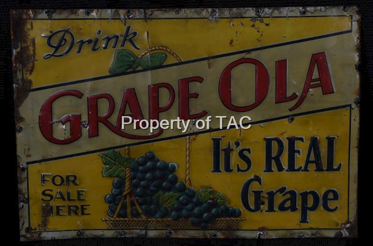 NuGrape Soda w/Hand holding a Bottle Metal Sign