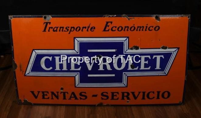 Spanish Chevrolet in Bowtie Ventas-Servicio Porcelain Sign
