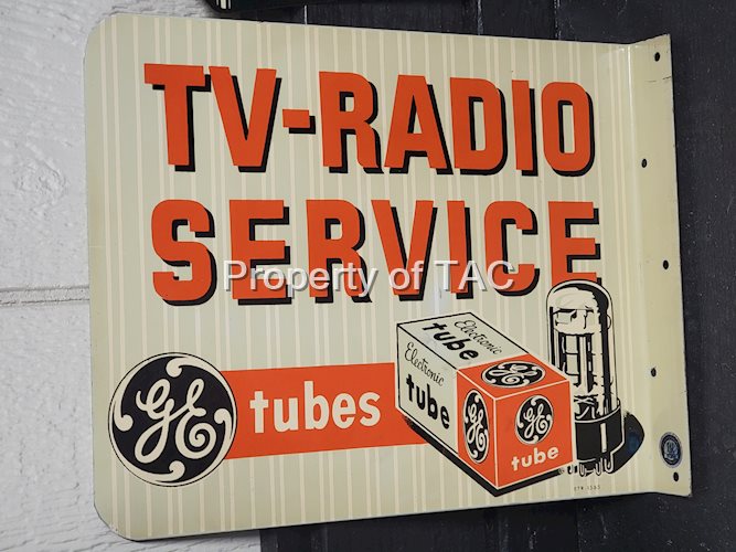 GE TV-Radio Service w/Image Metal Flange Sign