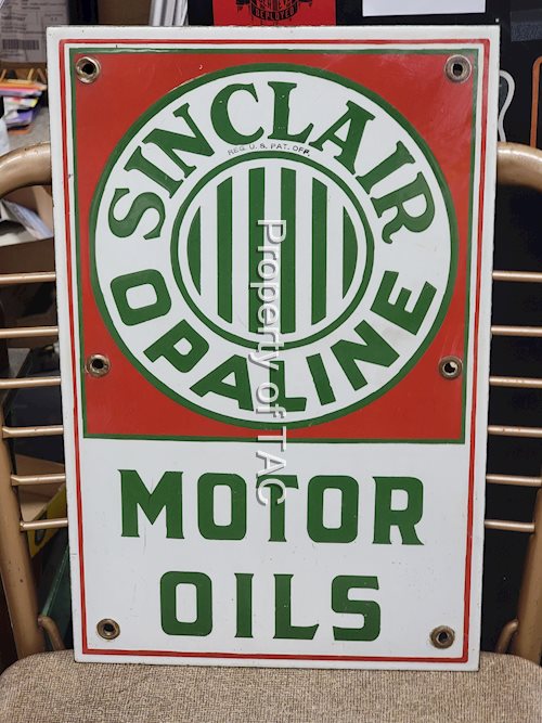 Sinclair Opaline Motor Oil w/Strip Logo Porcelain Sign