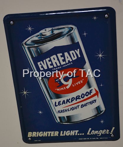 Eveready Nine Lives Battery Metal Sign