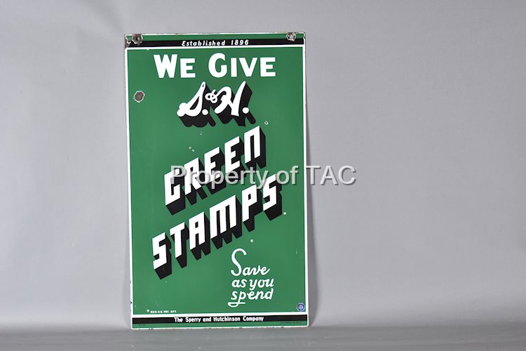 We Give S&H Green Stamps Porcelain Sign