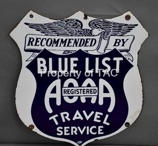 Recommended By Blue List Travel Service AOAA Porcelain Sign