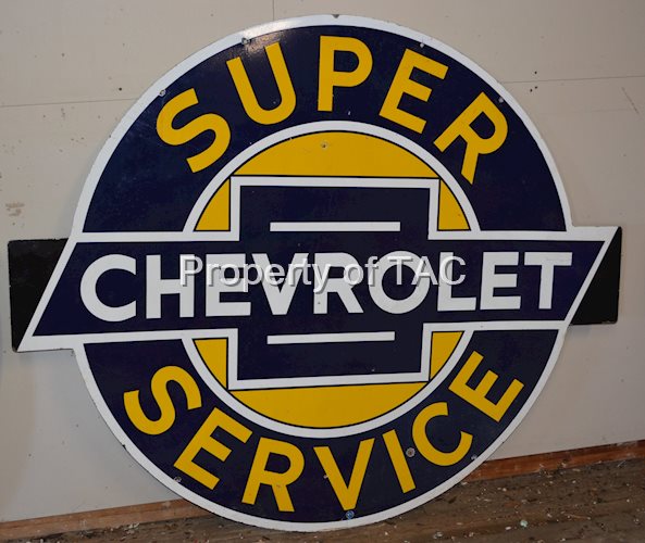 Super Chevrolet Service (60") Black Wings Porcelain Sign