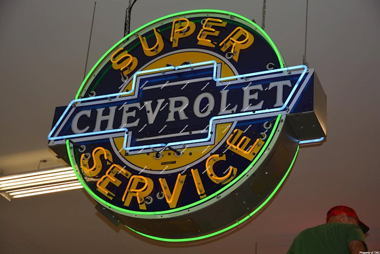 Super Chevrolet Service Milk Glass Neon Sign