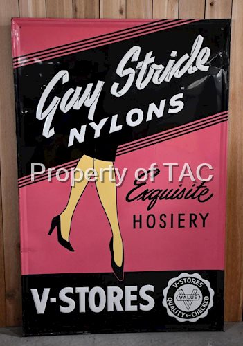 Gay Nylons Exquisite Hosiery V-Stores Metal Sign