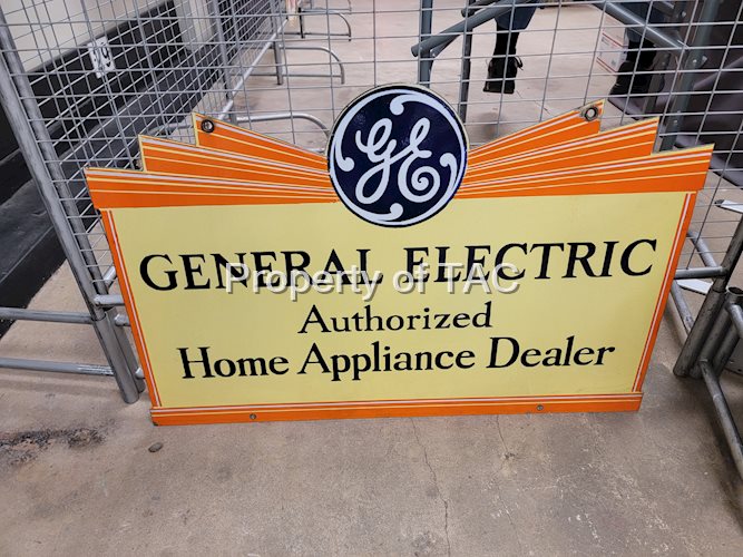 General Electric Authorized Home Appliance Dealer w/Logo Porcelain Sign