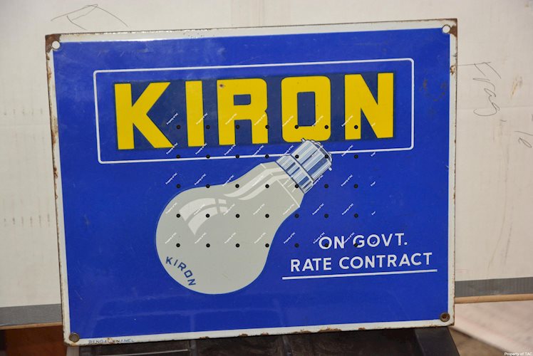 Kiron w/light bulb porcelain sign