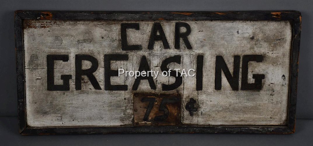 Car Greasing Smaltz Lettered Wood Sign