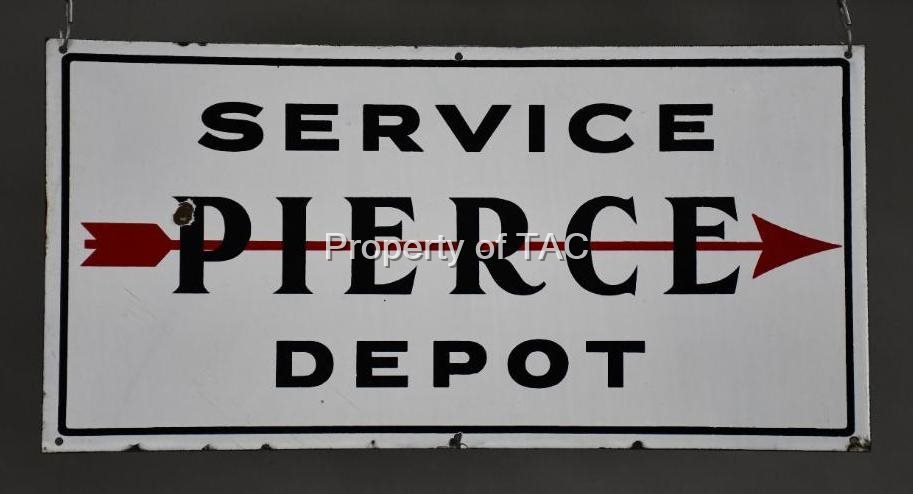 Pierce w/Red Arrow Service Depot Porcelain Sign