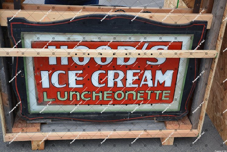 Hood Ice Cream Luncheonette repainted lighted sign