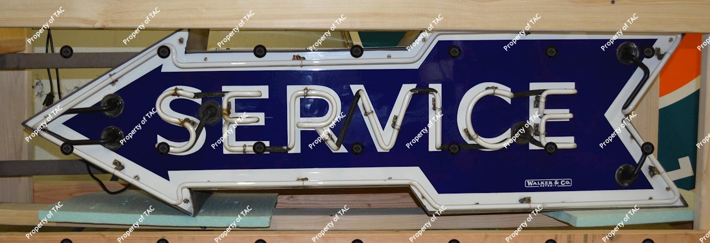 (GM) Service Arrow Neon Porcelain Sign