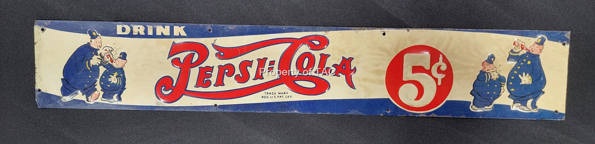 Drink Pespi:Cola w/Pepsi & Pete Metal Tacker Sign