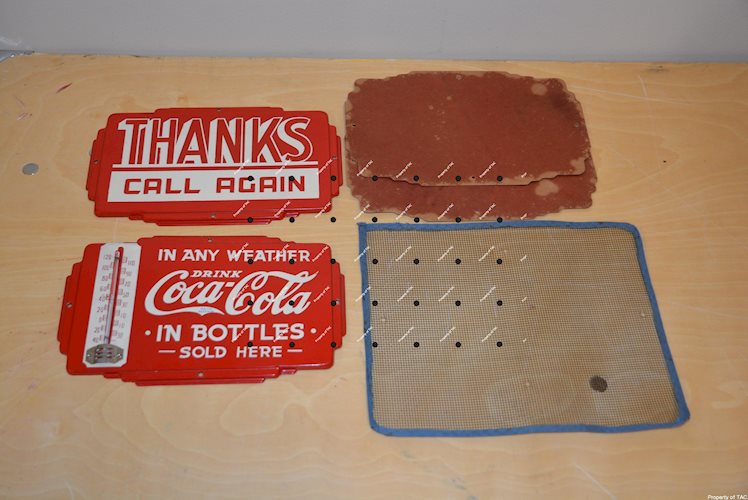 Rare Coca-Cola thermometer/door push salesman sample set