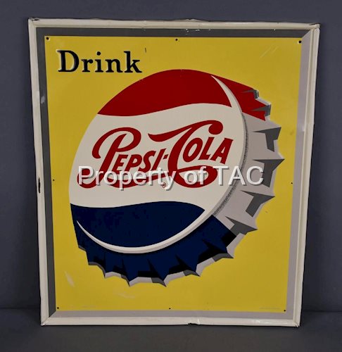 Drink Pepsi-Cola w/Bottle Cap Logo Metal Sign
