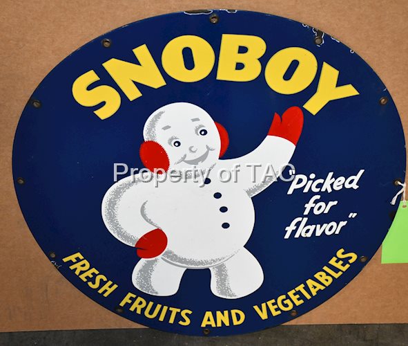 Snoboy Fresh Fruits and Vegetables w/Logo Porcelain Sign