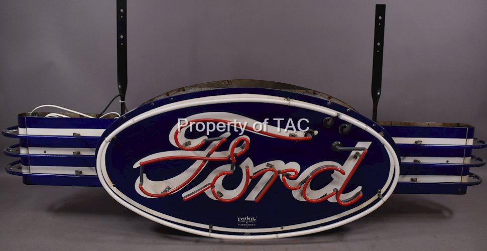 Small Ford Double Sided Oval Neon w/ Wings Sign