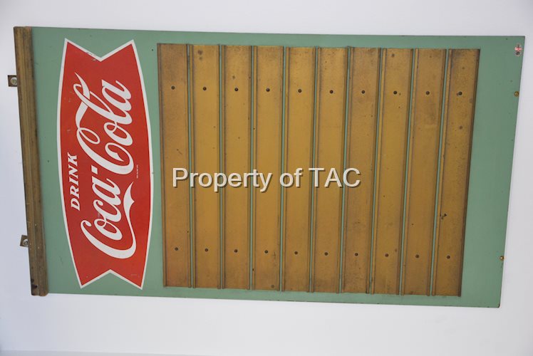 Drink Coca-Cola with fishtail logo wooden menu board,