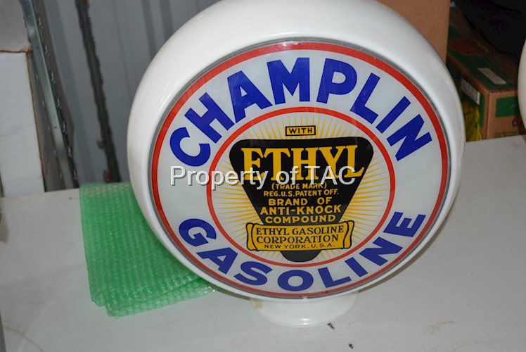 Champlin Gasoline w/Ethyl Logo 13.5"D. Single Globe Lens