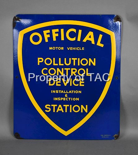 California Official Motor Vehicle Pollution Station Porcelain Sign (TAC)