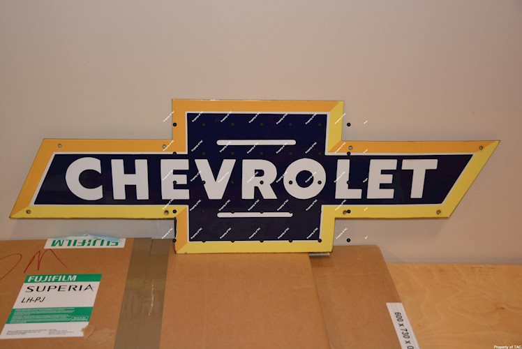Chevrolet in bowtie multi-color porcelain sign