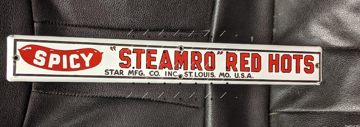 Spicy Steamro Red Hots Single Sided Porcelain Sign