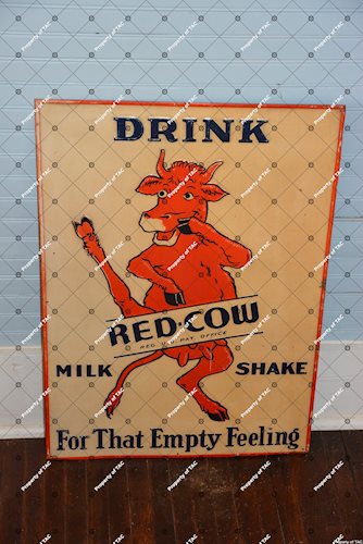 Drink Red Cow Milk Shake For That Empty Feeling" sign"