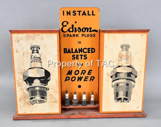 Edison Spark Plugs "More Power" Metal Counter-Top Point of Sale Display