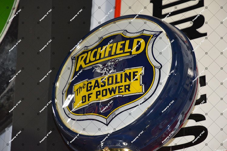 Richfield the Gasoline of Power" w/eagle logo 15" single globe lens"