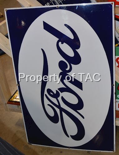 Ford in Oval Reverse Colors Porcelain Sign (TAC)